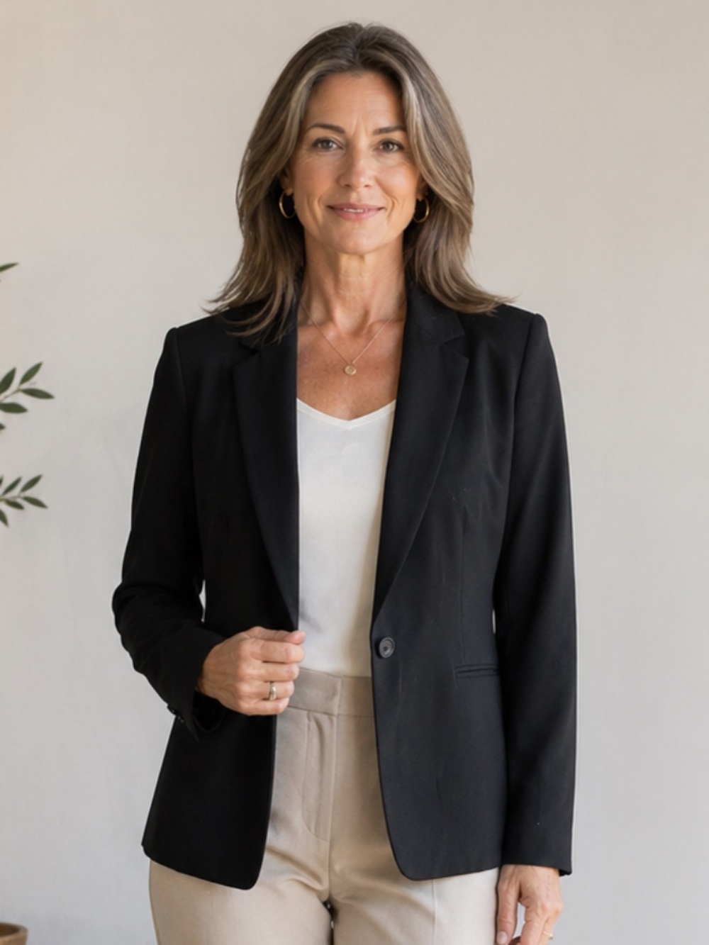 Ann Taylor Black One Button Blazer Size 12 Tailored Career Jacket